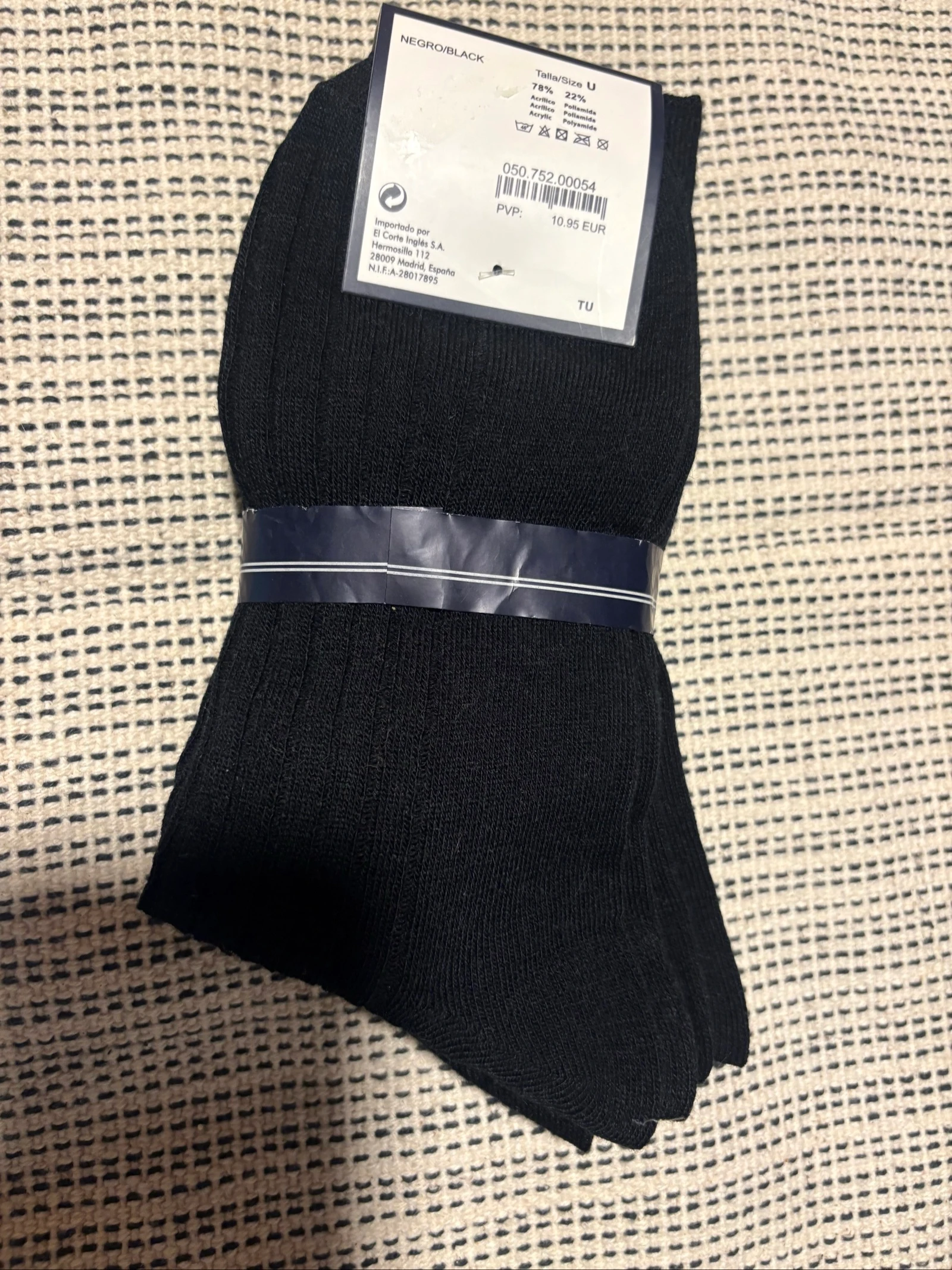 pack 3 paires de chaussettes noires dustin el corte ingles neuves taille unique pour homme – photo 3